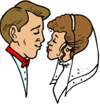 bride and groom kiss animation