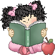 small girl reading book