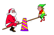 santa and elf see sawing animation