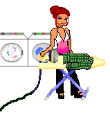 woman ironing animation