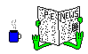 reading newspaper with coffee animation