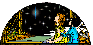 animated children watching the stars and waiting for Christmas