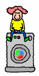 woman on washer spinning animation